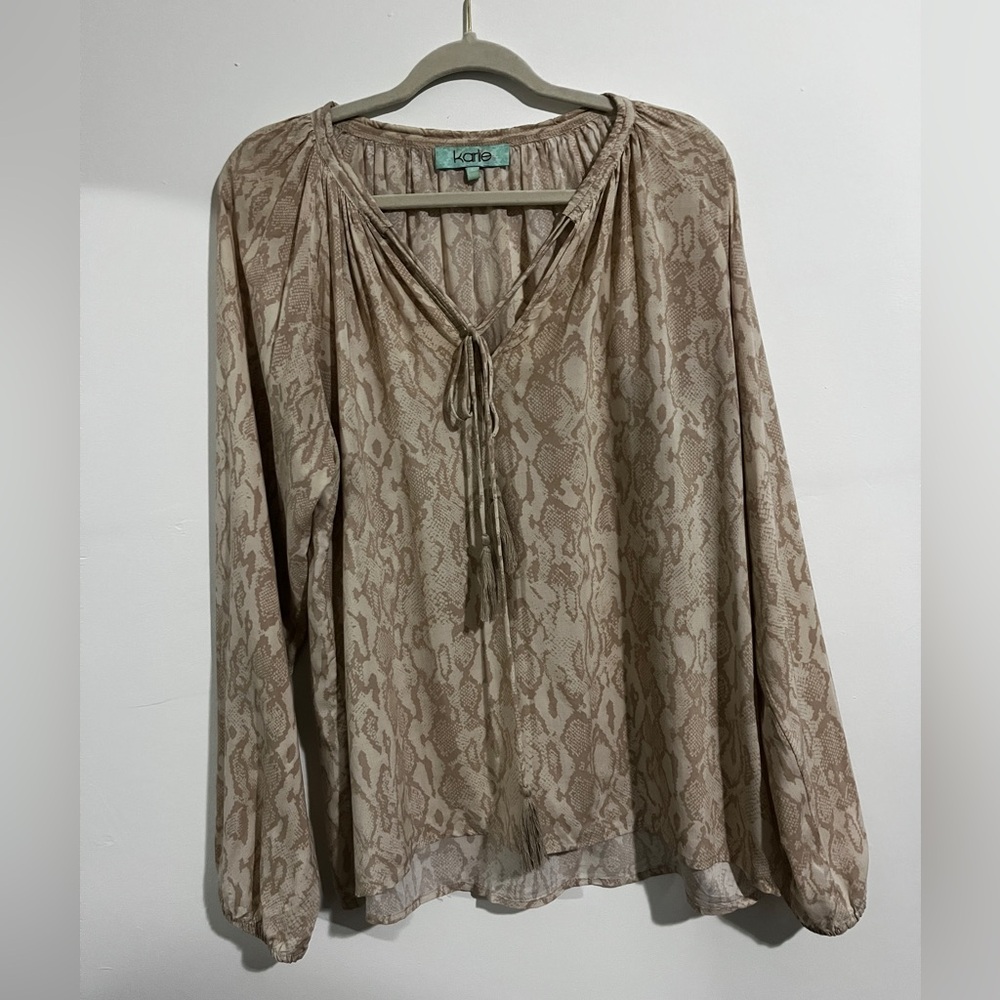 Karlie Women's Beige Snake Print Blouse